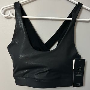 NWT MPG Whitney sports bra, shimmery black with crisscross back